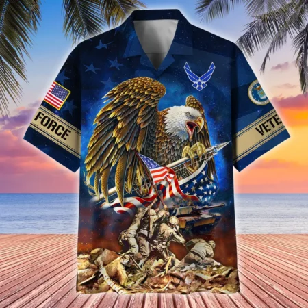 U.S. Air Force Veteran  Military Inspired Patriotic Attire For Military Retirees All Over Prints Oversized Hawaiian Shirt