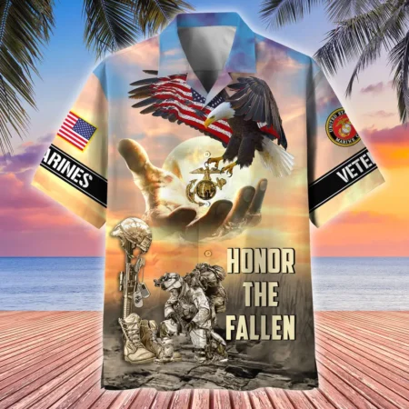 U.S. Marine Corps Veteran  Patriotic Retired Soldiers Respectful Attire For U.S. Marine Corps Service Members All Over Prints Oversized Hawaiian Shirt