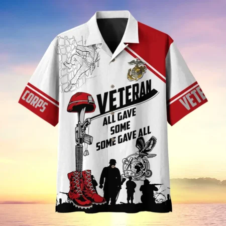 U.S. Marine Corps Veteran  Patriotic Retired Soldiers Patriotic Attire For Military Retirees All Over Prints Oversized Hawaiian Shirt