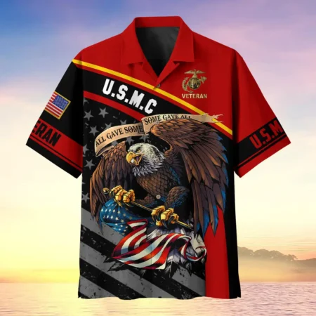U.S. Marine Corps Veteran  Patriotic Retired Soldiers Patriotic Attire For Military Retirees All Over Prints Oversized Hawaiian Shirt