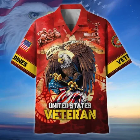 U.S. Marine Corps Veteran Veteran Pride Patriotic Clothing For Veteran Events All Over Prints Oversized Hawaiian Shirt