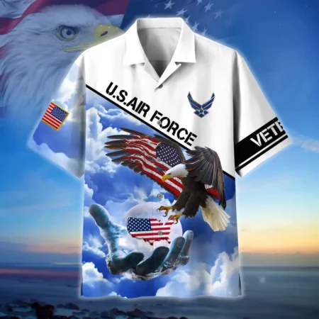 U.S. Air Force Veteran  Military Inspired Patriotic Clothing For Veteran Events All Over Prints Oversized Hawaiian Shirt