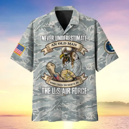 U.S. Air Force Veteran  Patriotic Retired Soldiers Respectful Attire For U.S. Air Force Service Members All Over Prints Oversized Hawaiian Shirt