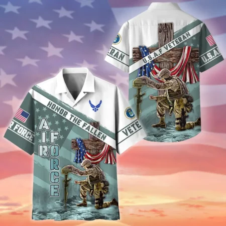 U.S. Air Force Veteran  Military Inspired Patriotic Attire For Military Retirees All Over Prints Oversized Hawaiian Shirt