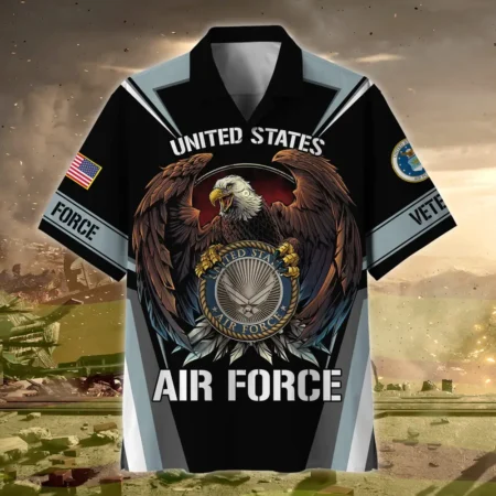 U.S. Air Force Veteran  Patriotic Retired Soldiers Respectful Attire For U.S. Air Force Service Members All Over Prints Oversized Hawaiian Shirt