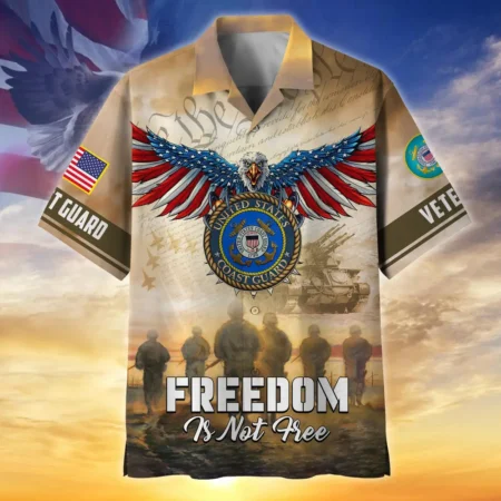 U.S. Coast Guard Veteran  Military Inspired Patriotic Clothing For Veteran Events All Over Prints Oversized Hawaiian Shirt