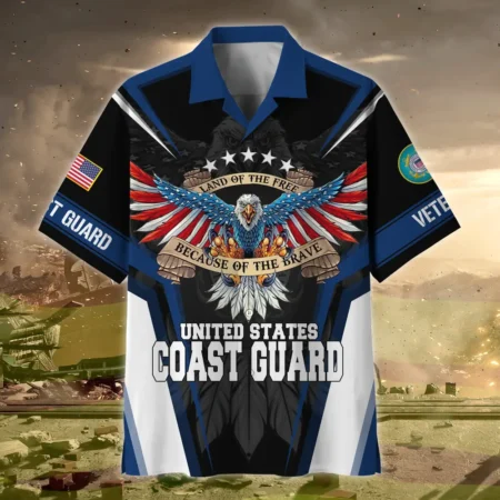 U.S. Coast Guard Veteran  Patriotic Retired Soldiers Appreciation Gifts For Military Veterans All Over Prints Oversized Hawaiian Shirt