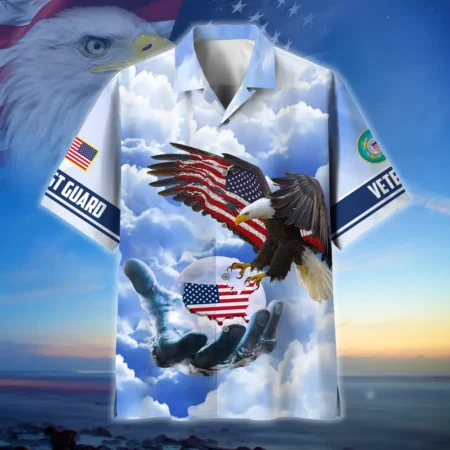 U.S. Coast Guard Veteran  Patriotic Retired Soldiers Military Inspired Clothing For Veterans All Over Prints Oversized Hawaiian Shirt