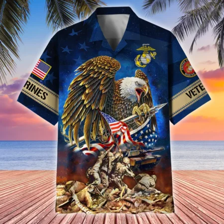U.S. Marine Corps Veteran  Military Inspired U.S. Marine Corps Veteran Apparel All Over Prints Oversized Hawaiian Shirt