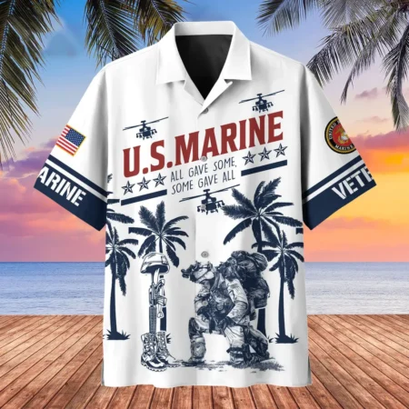 U.S. Marine Corps Veteran  Patriotic Retired Soldiers Military Inspired Clothing For Veterans All Over Prints Oversized Hawaiian Shirt