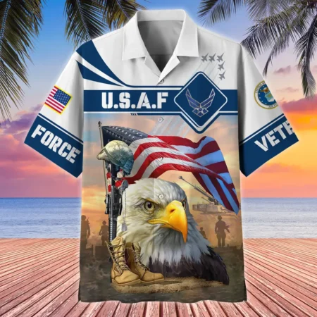 U.S. Air Force Veteran  Patriotic Retired Soldiers Military Inspired Clothing For Veterans All Over Prints Oversized Hawaiian Shirt