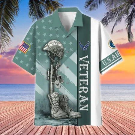 U.S. Air Force Veteran  Patriotic Retired Soldiers Military Inspired Clothing For Veterans All Over Prints Oversized Hawaiian Shirt