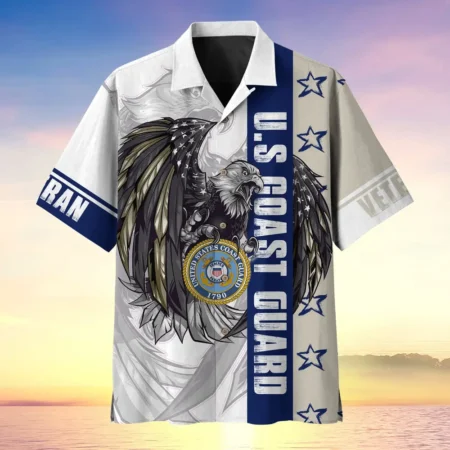 U.S. Coast Guard Veteran  Patriotic Retired Soldiers Military Inspired Clothing For Veterans All Over Prints Oversized Hawaiian Shirt