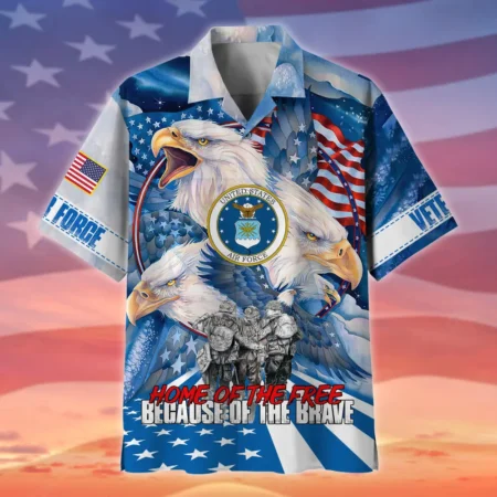 U.S. Air Force Veteran  Patriotic Retired Soldiers Patriotic Attire For Military Retirees All Over Prints Oversized Hawaiian Shirt