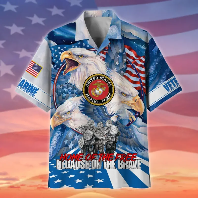 U.S. Marine Corps Veteran  Patriotic Retired Soldiers Patriotic Clothing For Veteran Events All Over Prints Oversized Hawaiian Shirt