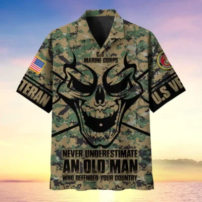 U.S. Marine Corps Veteran  Patriotic Retired Soldiers Patriotic Clothing For Veteran Events All Over Prints Oversized Hawaiian Shirt