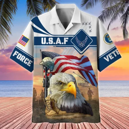 U.S. Air Force Veteran  Patriotic Retired Soldiers Patriotic Clothing For Veteran Events All Over Prints Oversized Hawaiian Shirt