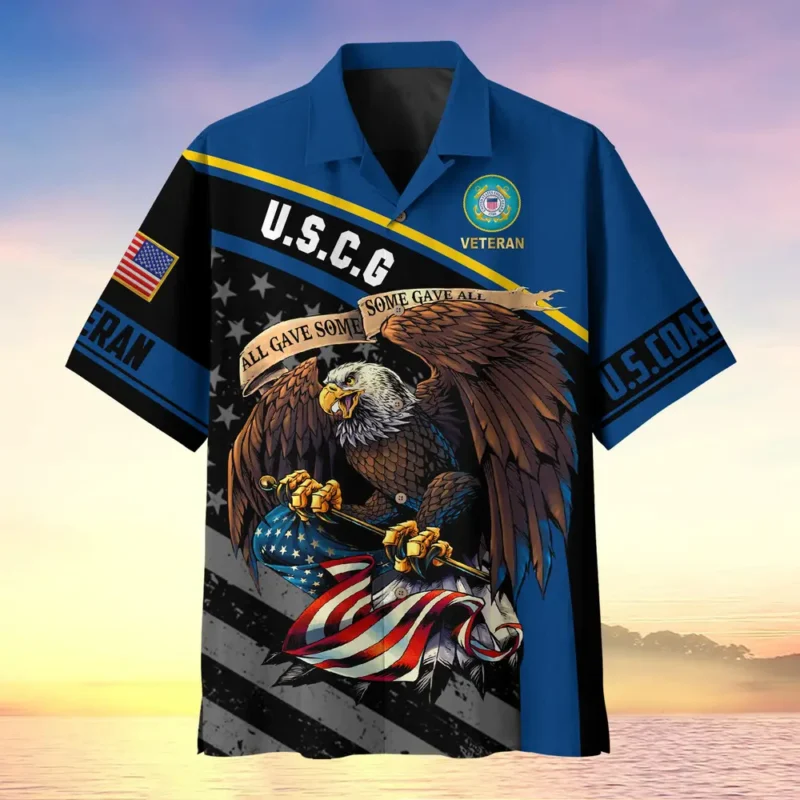 U.S. Coast Guard Veteran  Patriotic Retired Soldiers U.S. Coast Guard Veteran Apparel All Over Prints Oversized Hawaiian Shirt