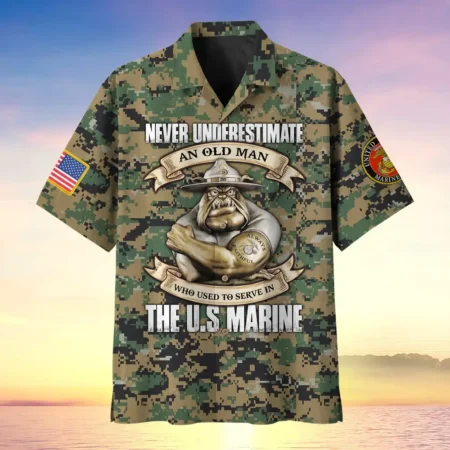 U.S. Marine Corps Veteran  Patriotic Retired Soldiers U.S. Marine Corps Veteran Apparel All Over Prints Oversized Hawaiian Shirt