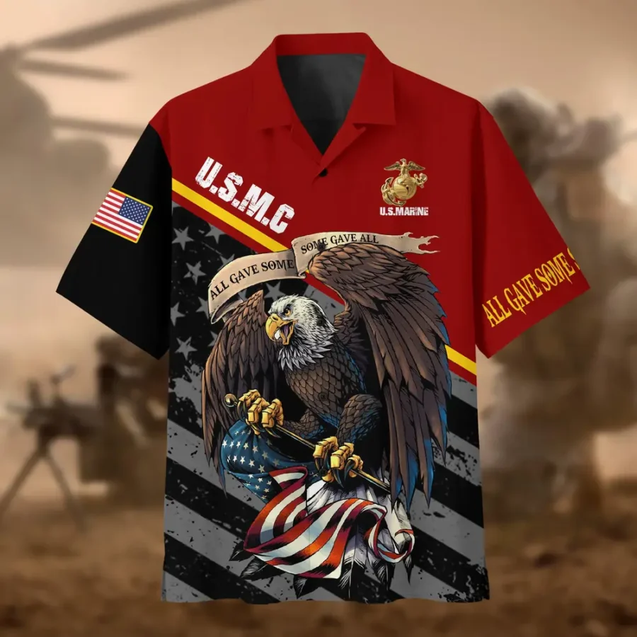 U.S. Marine Corps Veteran  Patriotic Retired Soldiers U.S. Marine Corps Veteran Apparel All Over Prints Oversized Hawaiian Shirt