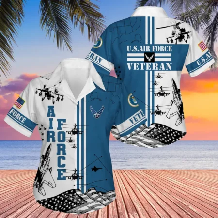U.S. Air Force Veteran U.S. Air Force Retirees Military Inspired Clothing For Veterans All Over Prints Oversized Hawaiian Shirt