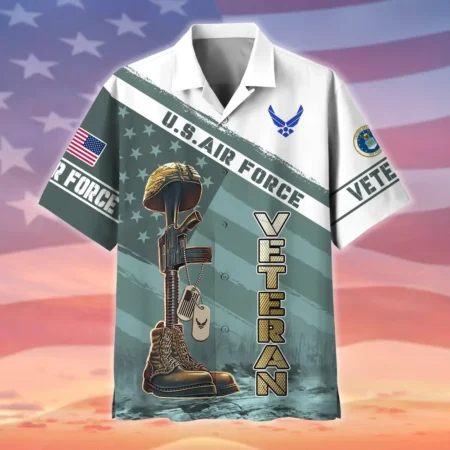 U.S. Air Force Veteran  U.S. Air Force Veteran Uniform Patriotic Clothing For Veteran Events All Over Prints Oversized Hawaiian Shirt
