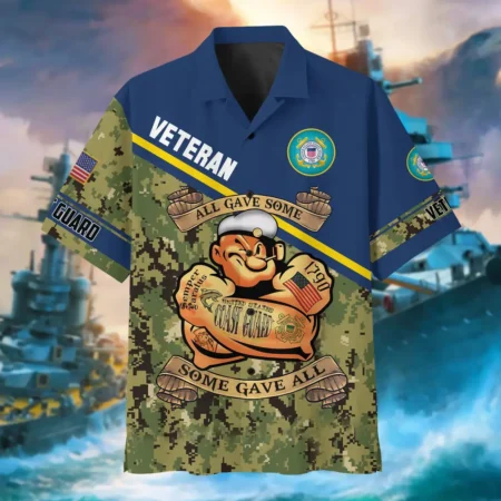 U.S. Coast Guard Veteran U.S. Coast Guard Retirees Military Inspired Clothing For Veterans All Over Prints Oversized Hawaiian Shirt
