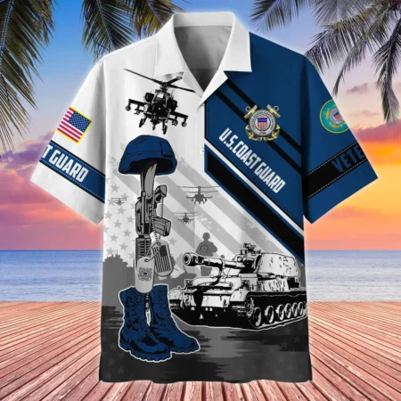 U.S. Coast Guard Veteran  U.S. Coast Guard Veteran Uniform Patriotic Clothing For Veteran Events All Over Prints Oversized Hawaiian Shirt