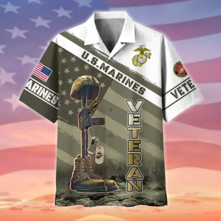 U.S. Marine Corps Veteran U.S. Marine Corps Retirees U.S. Marine Corps Veteran Apparel All Over Prints Oversized Hawaiian Shirt