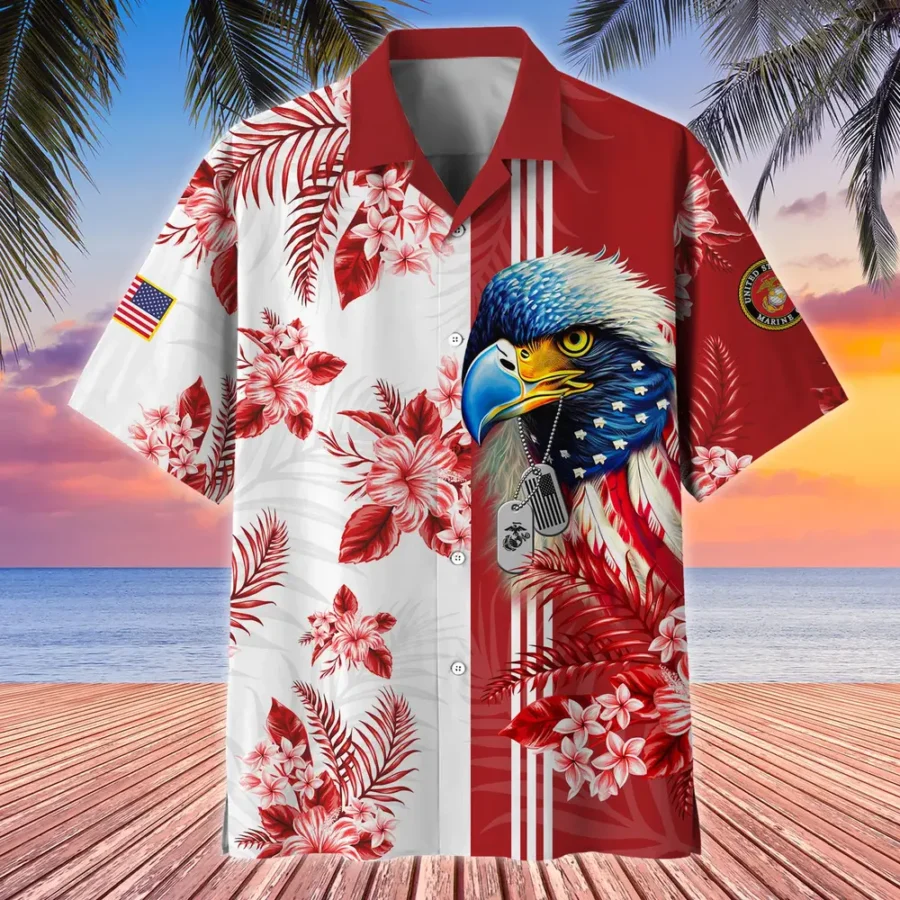 U.S. Marine Corps Veteran  U.S. Marine Corps Veteran Uniform Appreciation Gifts For Military Veterans All Over Prints Oversized Hawaiian Shirt