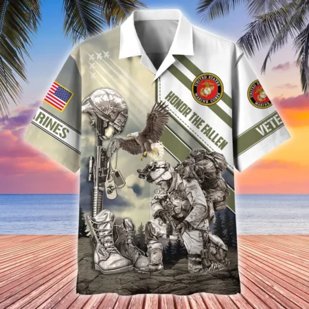U.S. Marine Corps Veteran  U.S. Marine Corps Veteran Uniform Military Inspired Clothing For Veterans All Over Prints Oversized Hawaiian Shirt