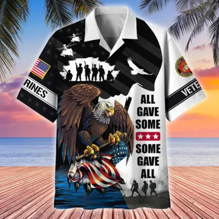 U.S. Marine Corps Veteran  U.S. Marine Corps Veteran Uniform Patriotic Attire For Military Retirees All Over Prints Oversized Hawaiian Shirt
