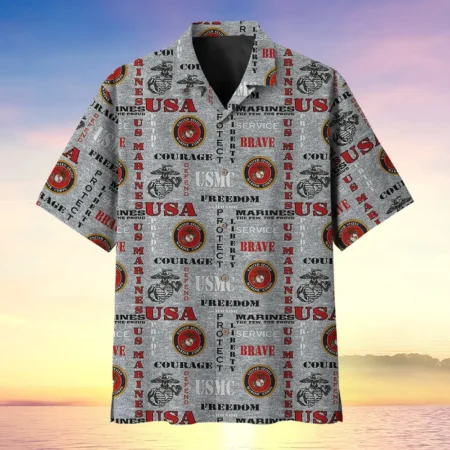 U.S. Marine Corps Veteran Veteran Pride Military Inspired Clothing For Veterans All Over Prints Oversized Hawaiian Shirt