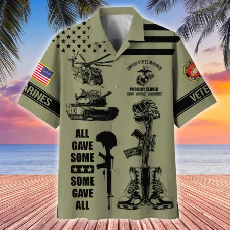 U.S. Marine Corps Veteran Veteran Pride Patriotic Attire For Military Retirees All Over Prints Oversized Hawaiian Shirt