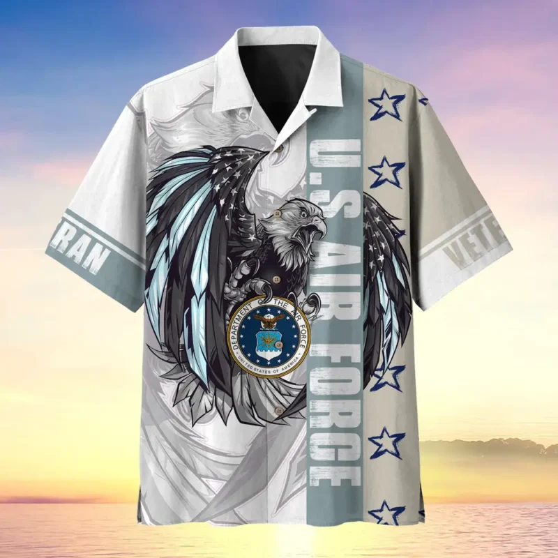 U.S. Air Force Veteran Veteran Pride Patriotic Attire For Military Retirees All Over Prints Oversized Hawaiian Shirt