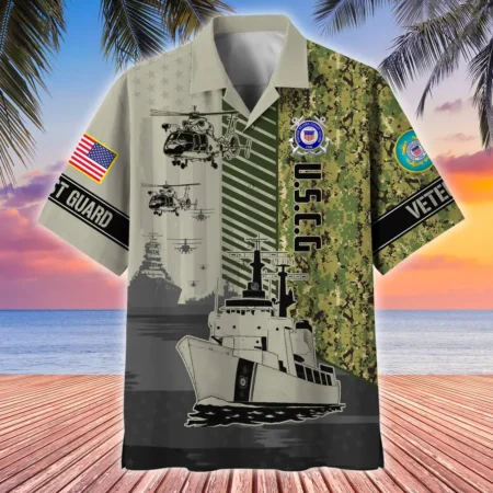 U.S. Coast Guard Veteran Veteran Pride Patriotic Attire For Military Retirees All Over Prints Oversized Hawaiian Shirt
