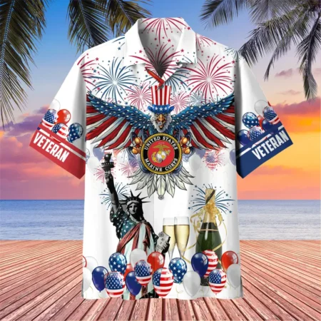 U.S. Marine Corps Veteran Veteran Pride Patriotic Clothing For Veteran Events All Over Prints Oversized Hawaiian Shirt