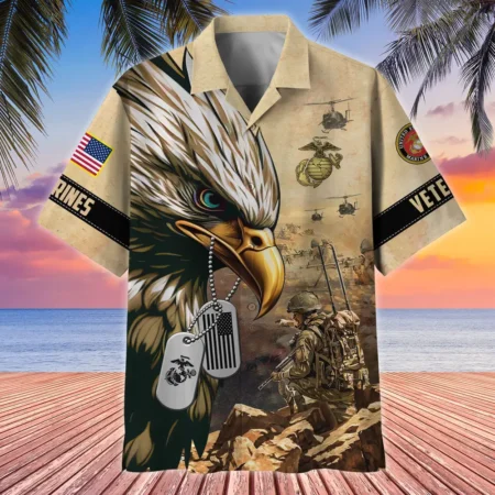 U.S. Marine Corps Veteran Veteran Pride Respectful Attire For U.S. Marine Corps Service Members All Over Prints Oversized Hawaiian Shirt