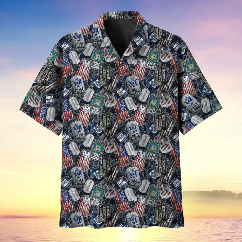 U.S. Coast Guard Veteran Veteran Pride U.S. Coast Guard Veteran Apparel All Over Prints Oversized Hawaiian Shirt