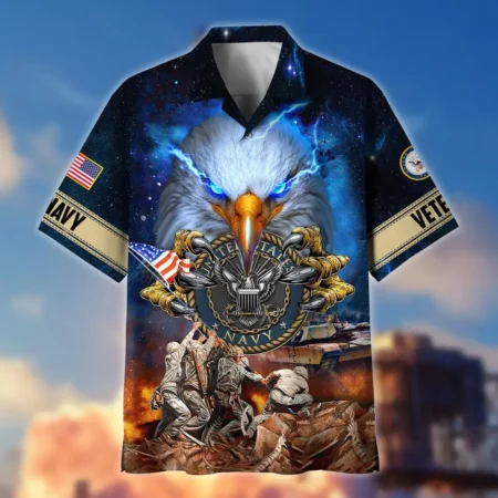 U.S. Navy Veteran  Military Inspired Navy Veteran Apparel All Over Prints Oversized Hawaiian Shirt