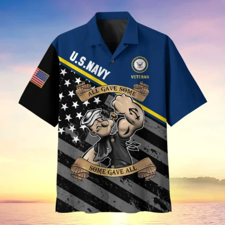U.S. Navy Veteran  Navy Veteran Uniform Military Inspired Clothing For Veterans All Over Prints Oversized Hawaiian Shirt