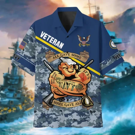 U.S. Navy Veteran  Military Inspired Patriotic Attire For Military Retirees All Over Prints Oversized Hawaiian Shirt