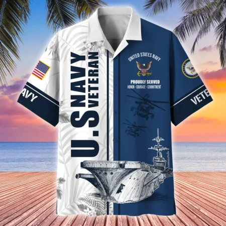 U.S. Navy Veteran Navy Retirees Respectful Attire For Navy Service Members All Over Prints Oversized Hawaiian Shirt