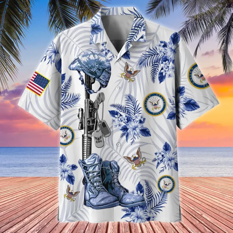 U.S. Navy Veteran Navy Retirees Respectful Attire For Navy Service Members All Over Prints Oversized Hawaiian Shirt