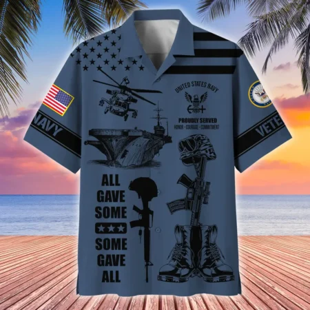 U.S. Navy Veteran  Navy Veteran Uniform Patriotic Clothing For Veteran Events All Over Prints Oversized Hawaiian Shirt