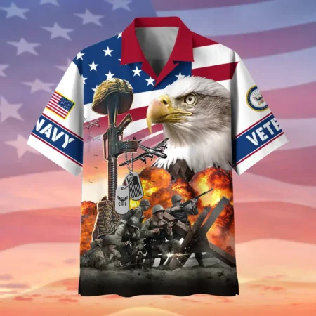 U.S. Navy Veteran  Navy Veteran Uniform Patriotic Clothing For Veteran Events All Over Prints Oversized Hawaiian Shirt