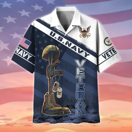 U.S. Navy Veteran  Patriotic Retired Soldiers Appreciation Gifts For Military Veterans All Over Prints Oversized Hawaiian Shirt