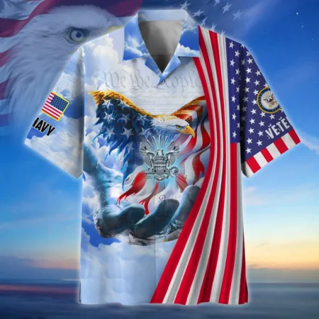 U.S. Navy Veteran  Patriotic Retired Soldiers Appreciation Gifts For Military Veterans All Over Prints Oversized Hawaiian Shirt