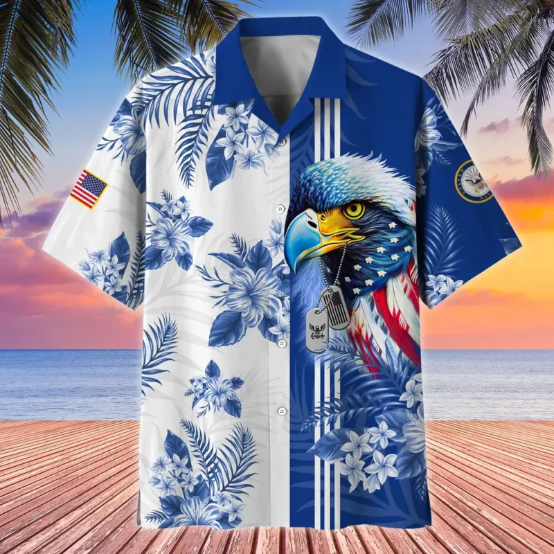 U.S. Navy Veteran  Patriotic Retired Soldiers Navy Veteran Apparel All Over Prints Oversized Hawaiian Shirt