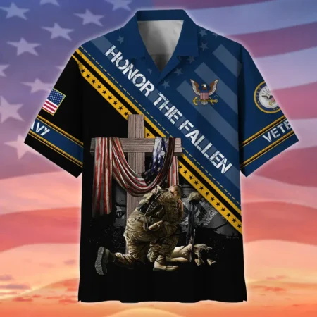 U.S. Navy Veteran  Patriotic Retired Soldiers Navy Veteran Apparel All Over Prints Oversized Hawaiian Shirt